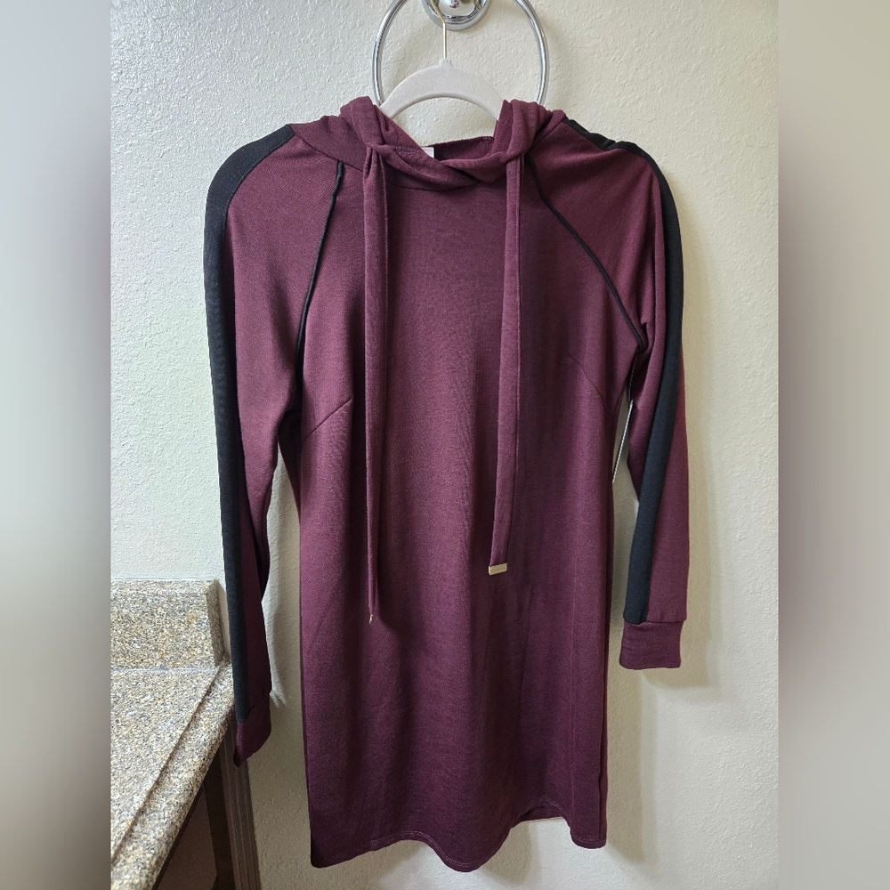 NWT Burgundy Dress with Hoodie Small